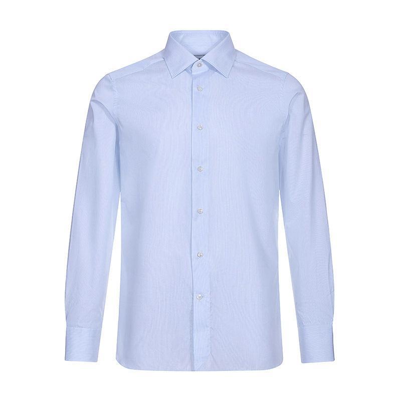 Ermenegildo Zegna 杰尼亚 男士 棉质长袖衬衫 9MS0PA 501212-白色浅蓝色 40