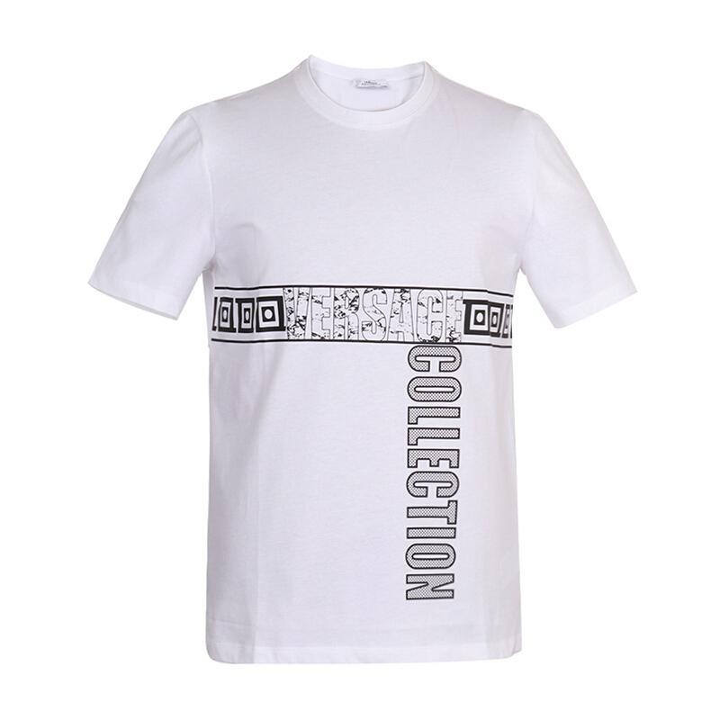 VERSACE COLLECTION 范思哲 男款棉质圆领短袖T恤 V800683R VJ00576 V7001-白色 L