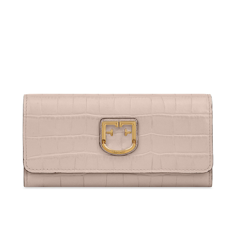 FURLA/芙拉2019春夏新款BELVEDERE系列 XL号 LOGO长款钱包钱夹 裸粉色