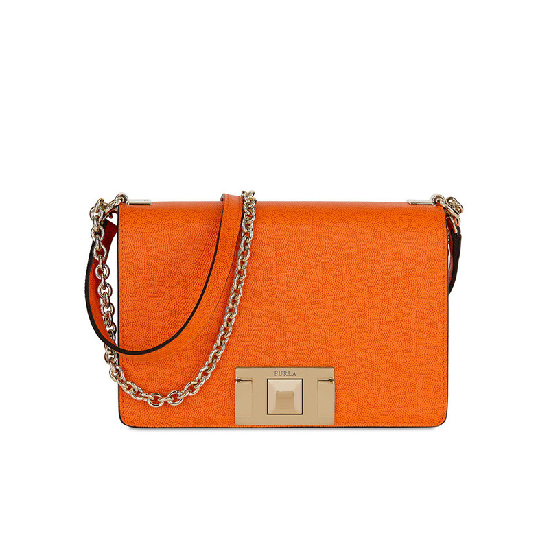 FURLA/芙拉MIMI系列MINICROSSBODY女士斜挎包链条包 橘红色