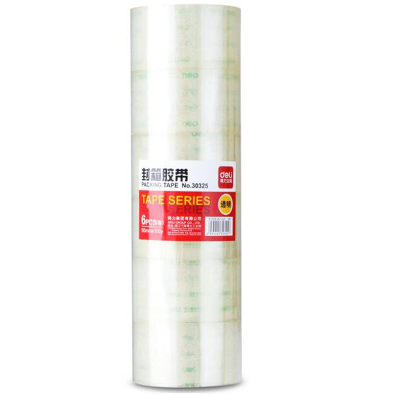 得力(deli) 封箱胶带/透明胶带 30208 48mm*200y*50um 182.8m/卷 6卷/筒（1筒装）