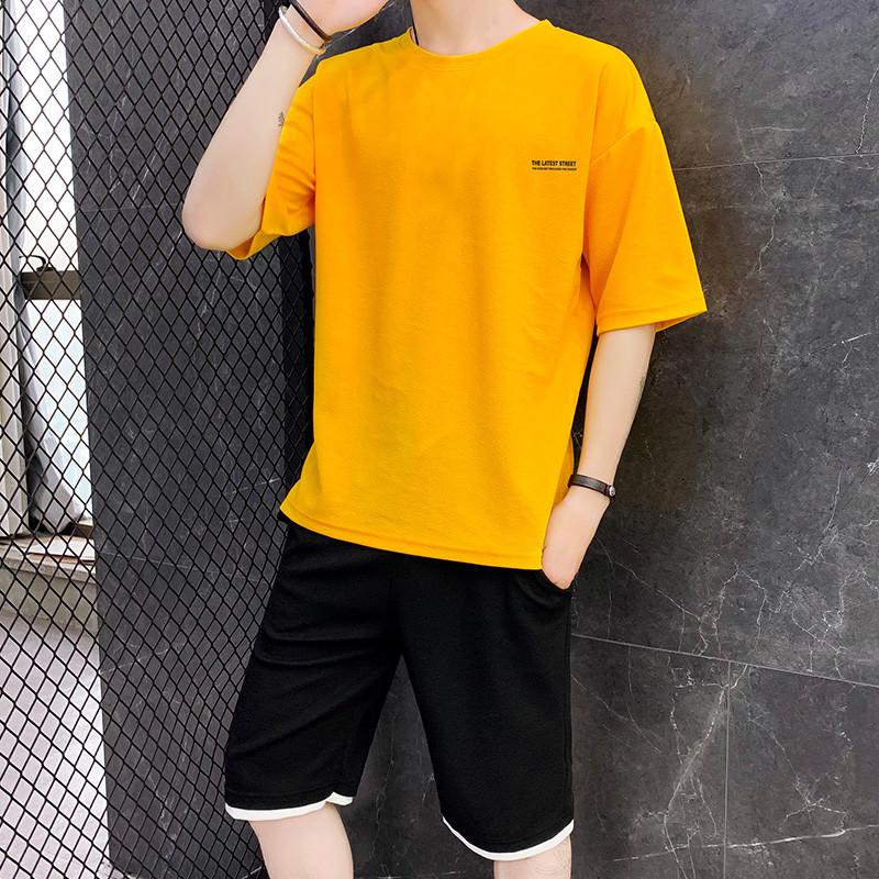 IKOPPOI 男士短袖套装 TX960-10 3XL 960-10黄色