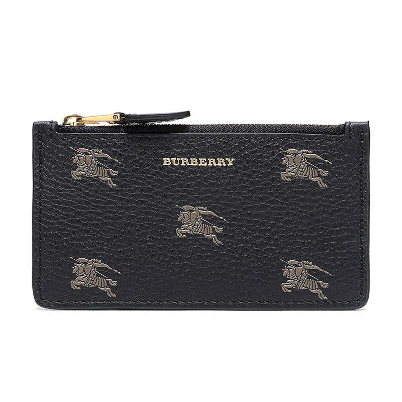 BURBERRY 博柏利 女士马术骑士图案皮质卡包卡夹 80077581 黑色