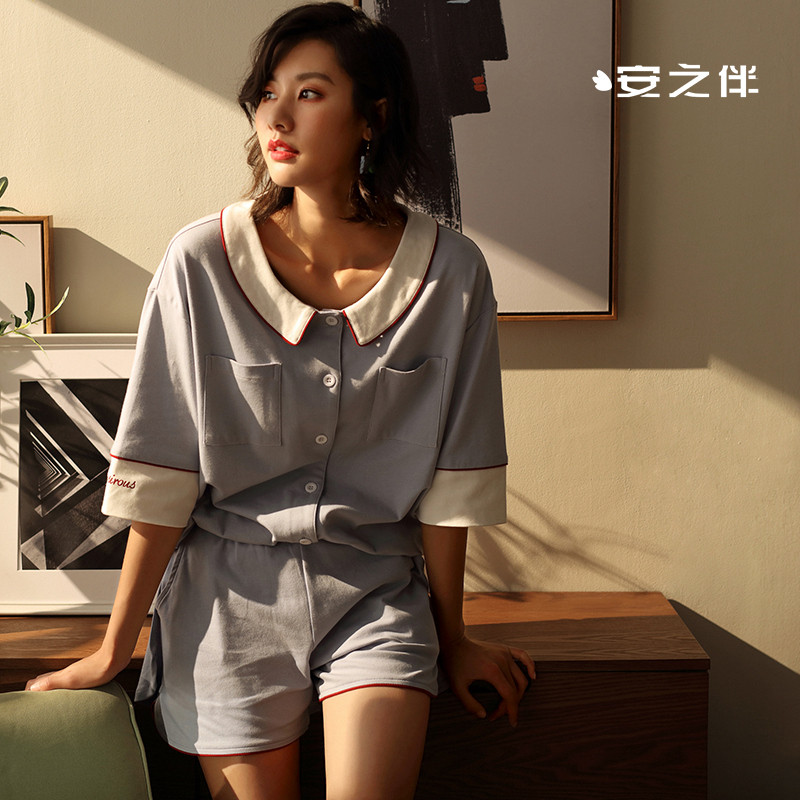 安之伴家居服套装82K7466 S 牛仔兰