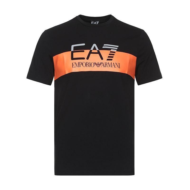 EMPORIO ARMANI EA7 阿玛尼 男士棉质圆领短袖T恤衫 3GPT69 PJ03Z 1200-黑色 S