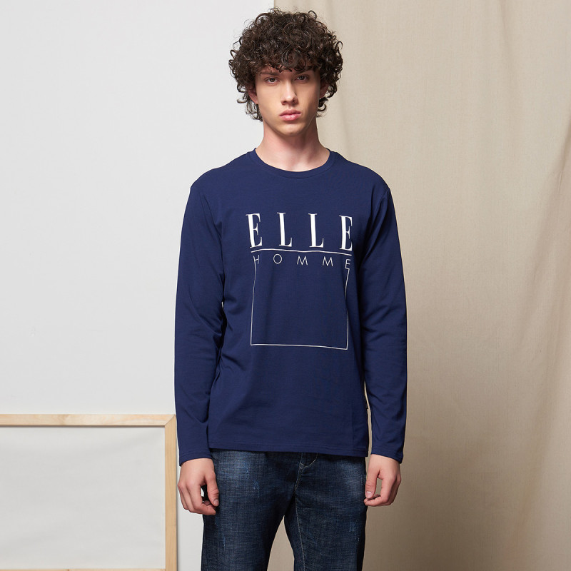 ELLE HOMME纯棉长袖T恤ECT91002 56码 深蓝色