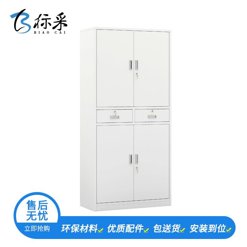 【标采】铁皮文件柜 钢制办公柜 档案柜 中二斗柜 办公柜 铁皮资料文件柜 850*390*1800mm（厚度：0.8mm）