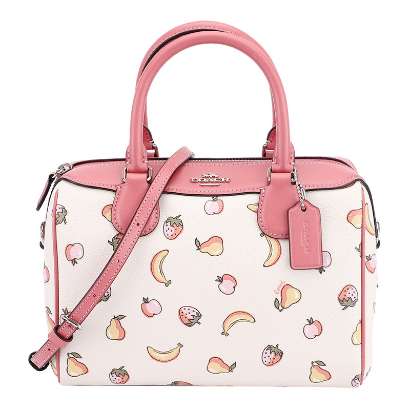 COACH 蔻驰 奢侈品 女士手提包白色图案款皮革手提单肩斜挎桶包欧美时尚 白色图案款