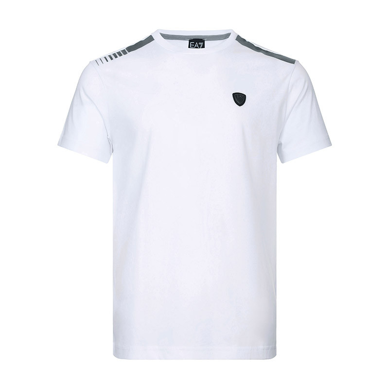 EMPORIO ARMANI EA7 阿玛尼 男款棉质圆领短袖T恤 3GPT70 PJM9Z L 1100-白色