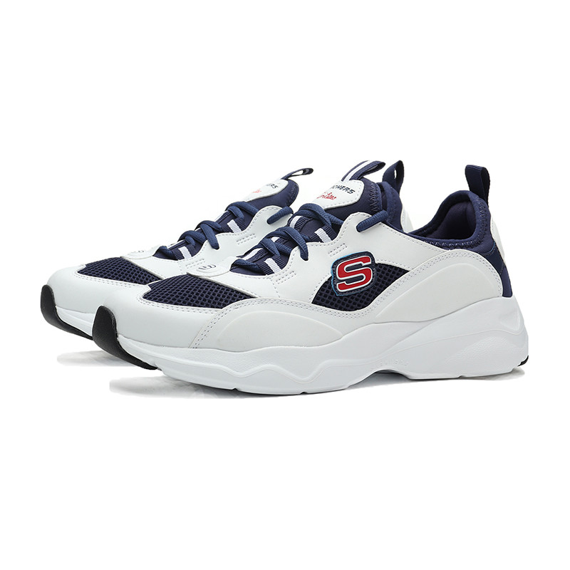 【自营】Skechers斯凯奇男鞋休闲鞋复古校园厚底时尚熊猫鞋运动鞋666095 666095/WBLR白色+蓝色+红色 44码