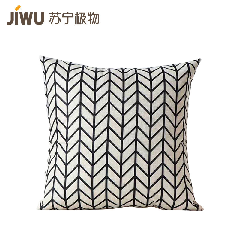 北欧仿亚麻印花抱枕 灰色 45*45cm