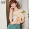 OSA欧莎短袖T恤女夏2019新款时尚印花糖果粉色韩版宽松上衣ins潮 XL 米杏色