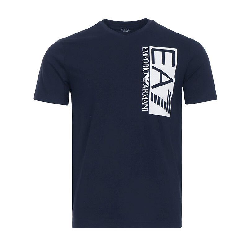 EMPORIO ARMANI EA7 阿玛尼 男士LOGO图案棉质短袖T恤 3GPT57 PJ03Z 1554-深蓝色 L