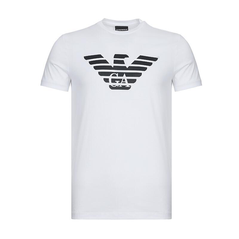 EMPORIO ARMANI 阿玛尼 男士棉质圆领短袖T恤衫 8N1T99 1JNQZ 0100-白色 XXL