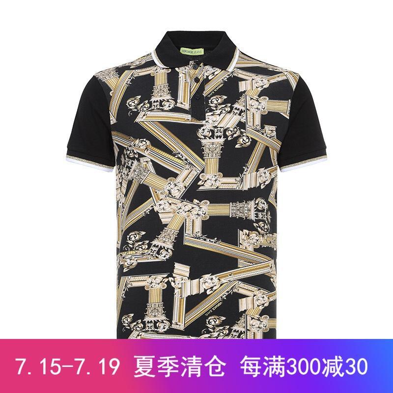 Versace JEANS 范思哲 奢侈品 男士棉质短袖POLO衫 B3GTB7P4 36571 899-黑色 46