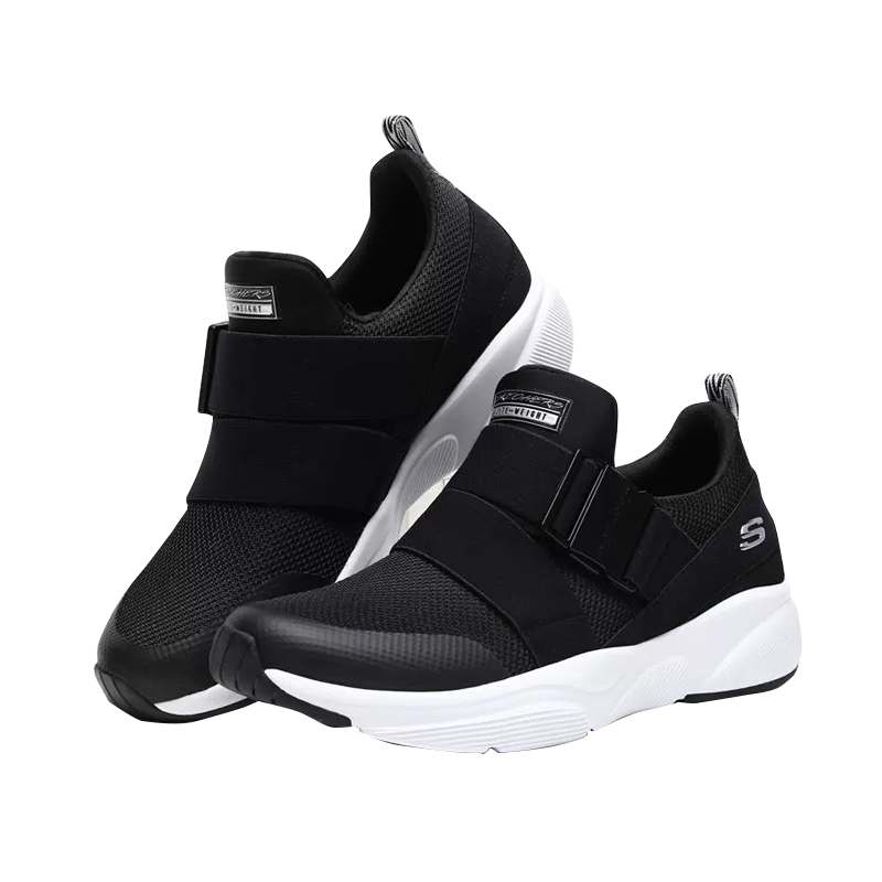 Skechers斯凯奇女鞋新款舒适搭带低帮鞋 轻便懒人休闲鞋 13017-BKW 黑色/白色 37码