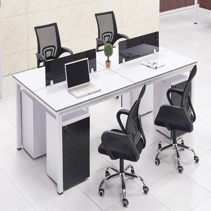 康格雅四人位简欧风办公桌2A023板式办公家具桌椅组合职员桌现代简约办公家具员工位屏风办公桌单人位单桌套装卡座 黑色