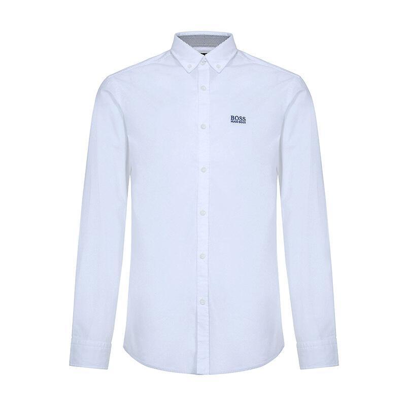 HUGO BOSS 雨果博斯 男款棉质长袖衬衫 50408848 100-白色 XL