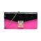 MCM 女款漆皮Patrica Visetos单肩斜挎包链条包手拿包 MYL9SPA42 BK001-黑色霓虹粉拼色