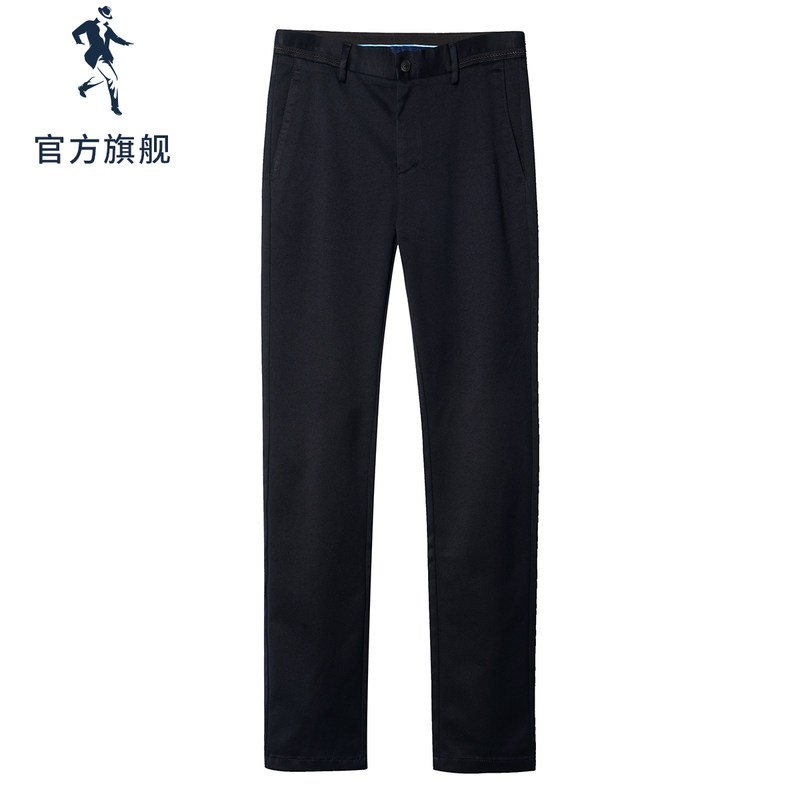 商场同款与狼共舞休闲裤男2019秋季新款男装黑色修身休闲长裤DZ_1 28 101藏青