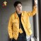 稻草人夹克男2019春秋新品多口袋工装外套青年男士翻领休闲衣服 XL 黄色