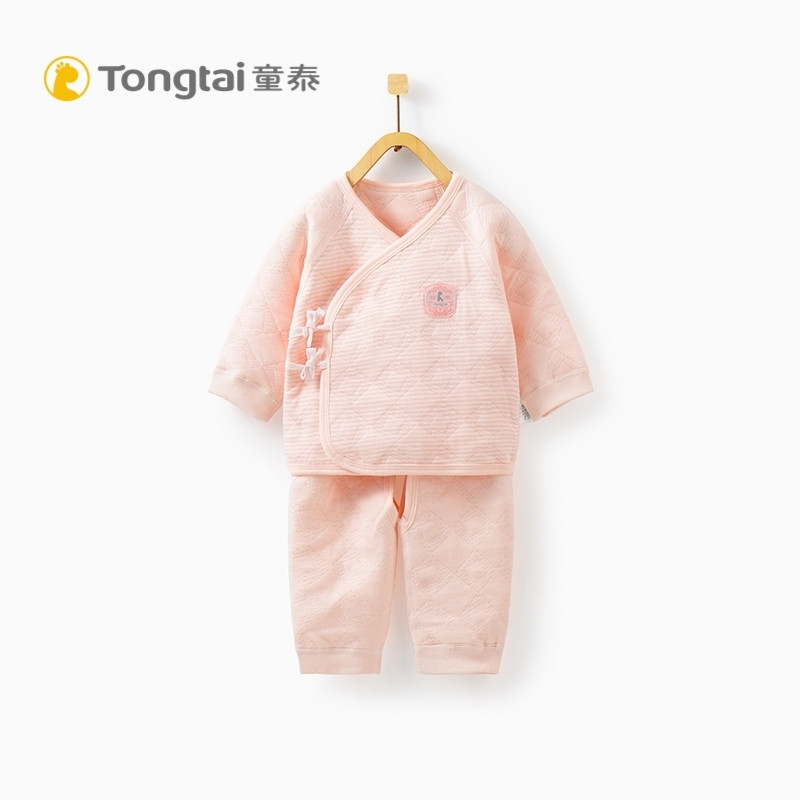 童泰19年新款新生儿和服内衣套装0-3个月男女宝宝上衣裤子两件套 59cm 粉色