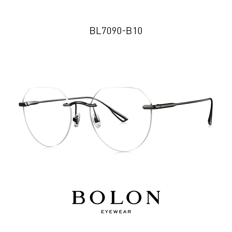 BOLON暴龙2019新款光学镜男女时尚 近视眼镜框架无框镜架BJ7090 BJ7090B10