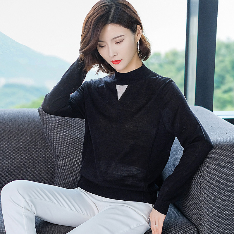 恒源祥女士羊毛针织衫19JC932 均码 黑色