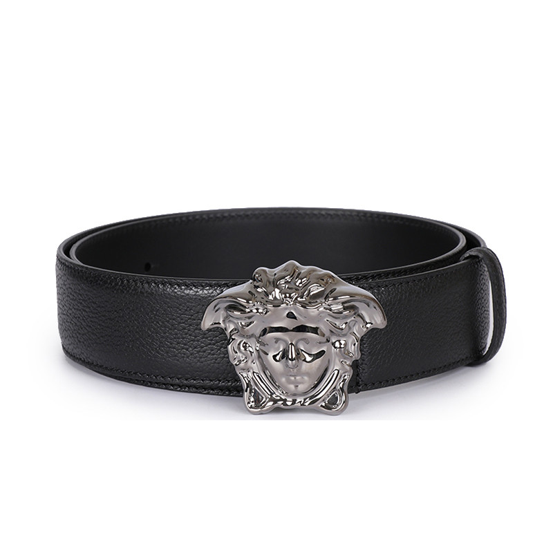 Versace 范思哲 男士美杜莎头像搭扣牛皮板扣式皮带腰带 DCU4140 DGOVV 115cm D41E-黑色枪色