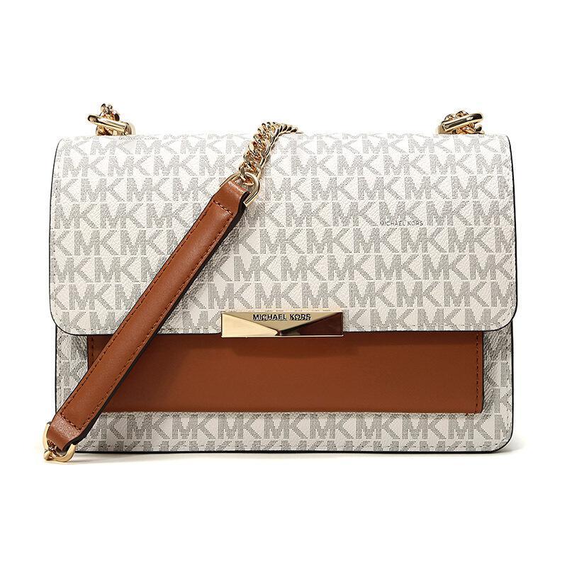 MICHAEL KORS 迈克·科尔斯 女士涂层帆布配皮大号手提单肩斜挎包 30T9GJ4L9B VANILLA.ACRN-香草白橡果棕
