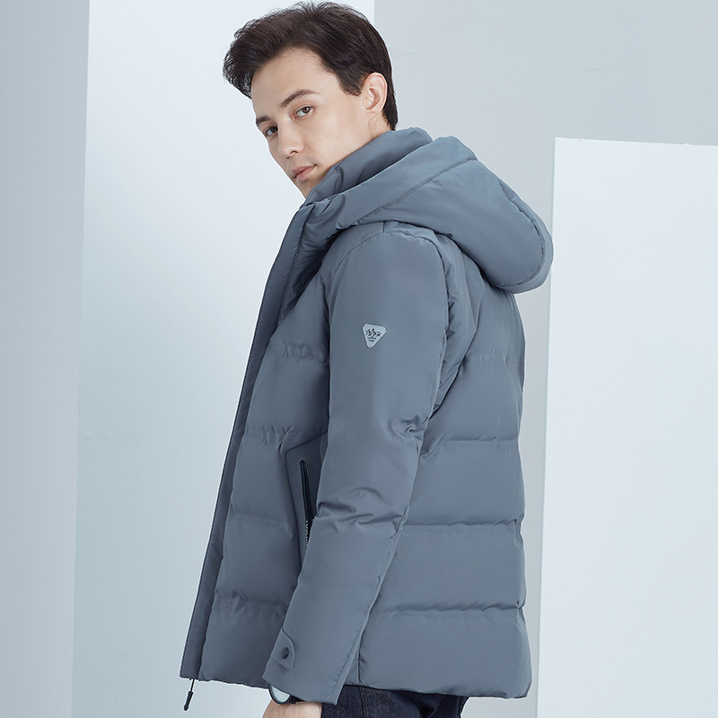 雅鹿羽绒服男短款连帽2019新款韩版帅气青年男士冬季保暖外套潮A 180/XL 灰色