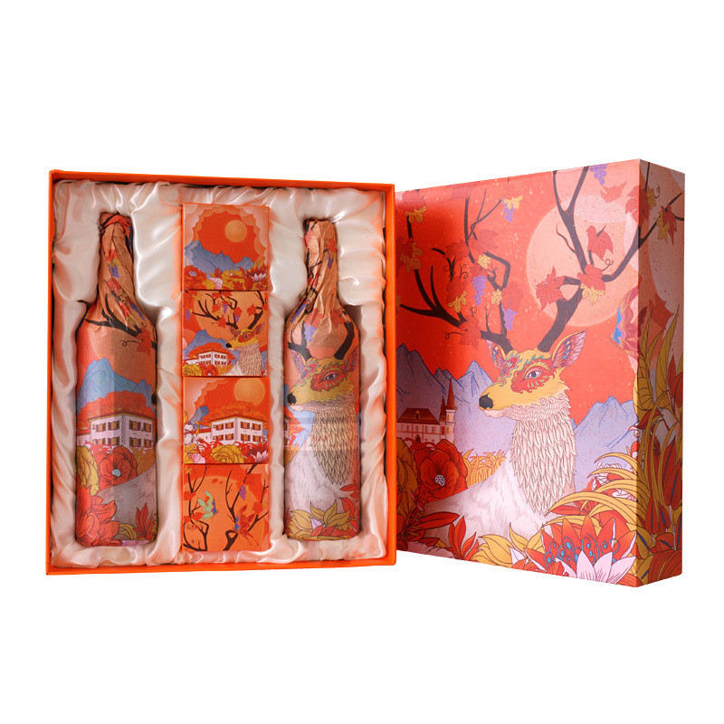 中秋月饼红酒定制礼盒 索龙骑士干红750ml*2月饼80g*4 送礼优选礼盒