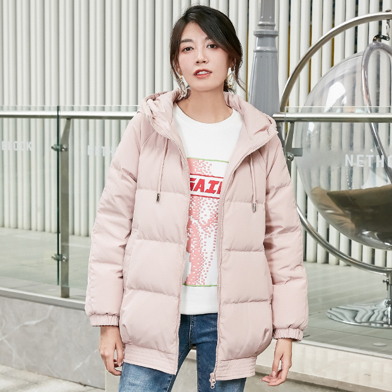 冰洁羽绒服女2019新款爆款冬季中长款时尚宽松显瘦连帽保暖外套潮J90141104 160/84A 季浅粉1307