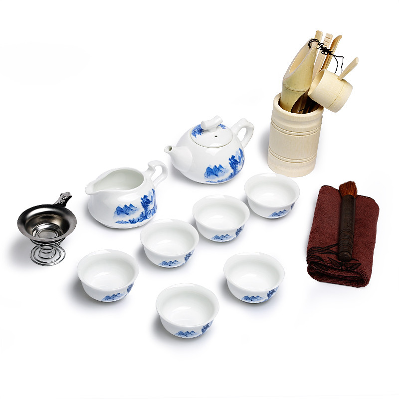 常生源 陶瓷功夫茶具套装 白瓷 一盖碗六杯 春山茶具