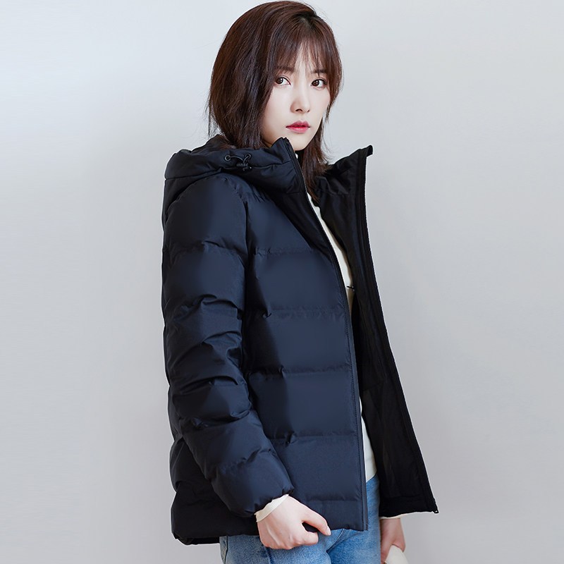 雅鹿羽绒服女反季清仓2019新款韩版时尚情侣款防水冬季外套 160/M 黑色