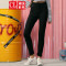 潮流前线2019秋装女款时尚休闲简约修身小脚针织橡筋裤女黑色_1 XL 默认颜色