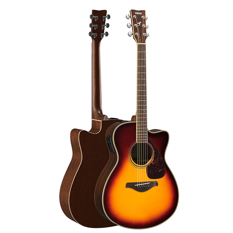 雅马哈自营（YAMAHA）FSX830CBS棕色渐变单板民谣电箱吉他40英寸缺角玫瑰木背侧 棕色渐变