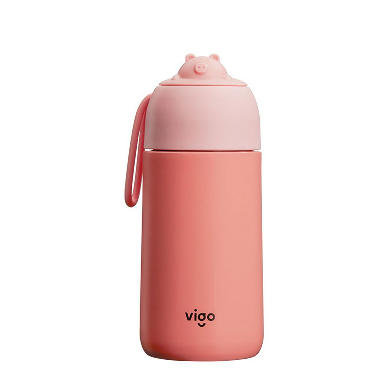 魅果(vigo) 趴趴猪保温杯 珊瑚红 280ml