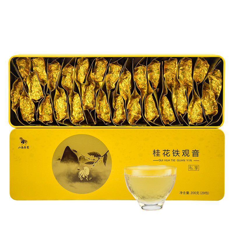 八马茶叶 私享安溪原产桂花铁观音茶叶清香型乌龙茶新茶 盒装200克