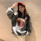 韩都衣舍2019秋装新款韩版女装上衣长袖慵懒风宽松卫衣OM80693樰 L 灰色