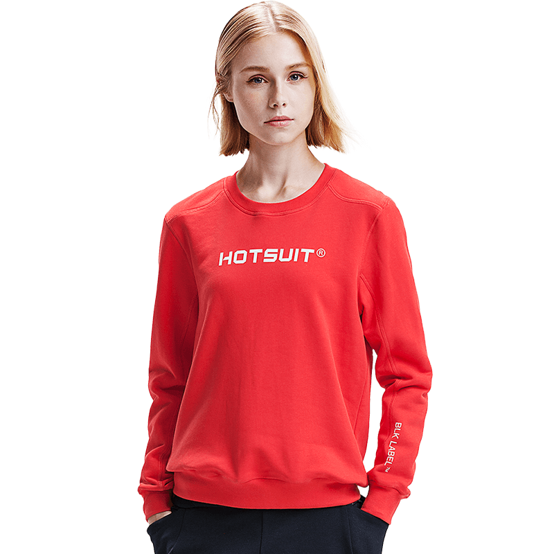 HOTSUIT初秋新品薄款圆领套头女士卫衣宽松休闲上衣6962023 L 柿红色