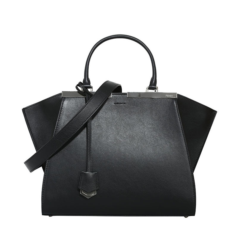 FENDI/芬迪 女包3JOURS吊牌缀饰手拎斜挎包 8BH2790 黑色