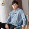 稻草人连帽卫衣男2019秋季新品潮流印花男装外套宽松纯色运动衣服 2XL 浅蓝色