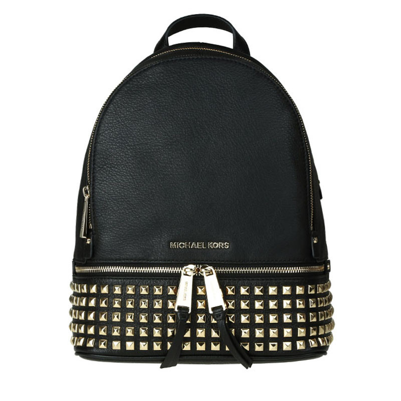 MK Rhea Zip 双肩包 中号 铆钉 30S5GEZB5L 深黑色