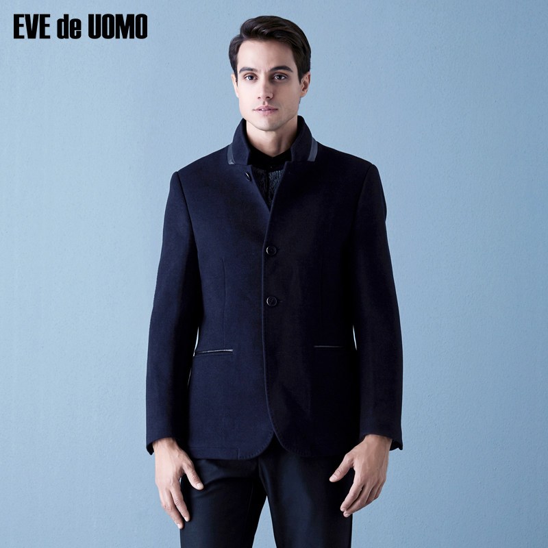 EVEdeUOMO/依文休闲西服男商务立领羊毛便西服_1 85B 黑色