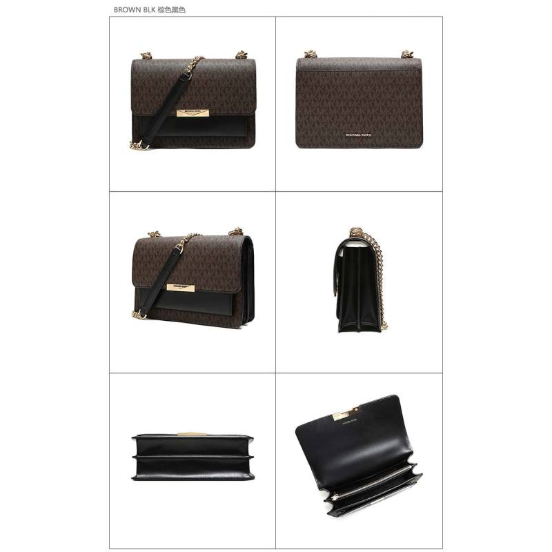 MICHAEL KORS 迈克·科尔斯 女士涂层帆布配皮大号手提单肩斜挎包 30T9GJ4L9B BROWN.BLK-棕色黑色