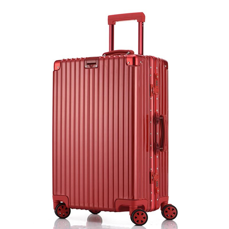 SWISSGEAR瑞士军刀行李箱铝框拉杆箱新品金属万向轮行李箱旅行箱 登机箱PC+ABS箱包 26寸L7008 红色 26寸