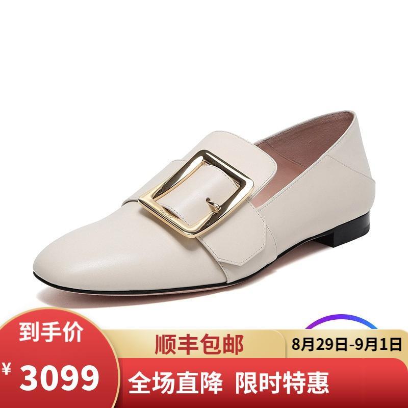 BALLY 巴利 女士 羊皮方扣可踩脚平底鞋 JANELLE 508-骨白色 4