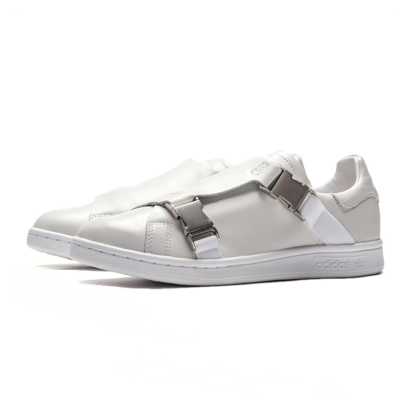 adidas阿迪达斯三叶草女鞋STAN SMITH搭扣束带简约低帮休闲鞋板鞋EE4881 EE4881亮白+银金属 38.5码