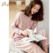顶瓜瓜睡衣女秋新品纯棉家居服套装 可爱长袖居家套装两件套2019 175cm 花玉粉